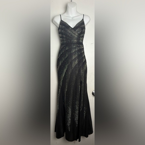 Windsor Mermaid Beaded Black Evening Dress with Slit - Picture 1 of 8
